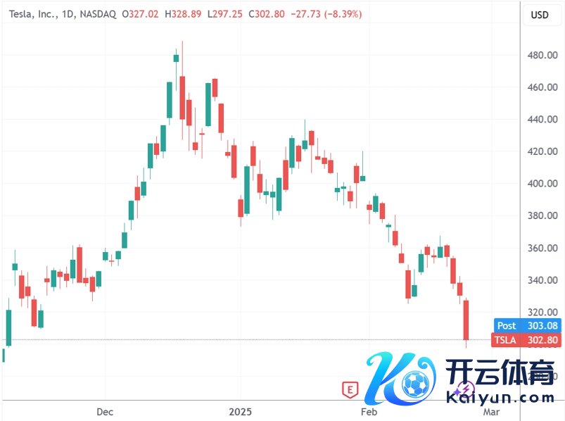 （特斯拉日线图，开端：TradingView）